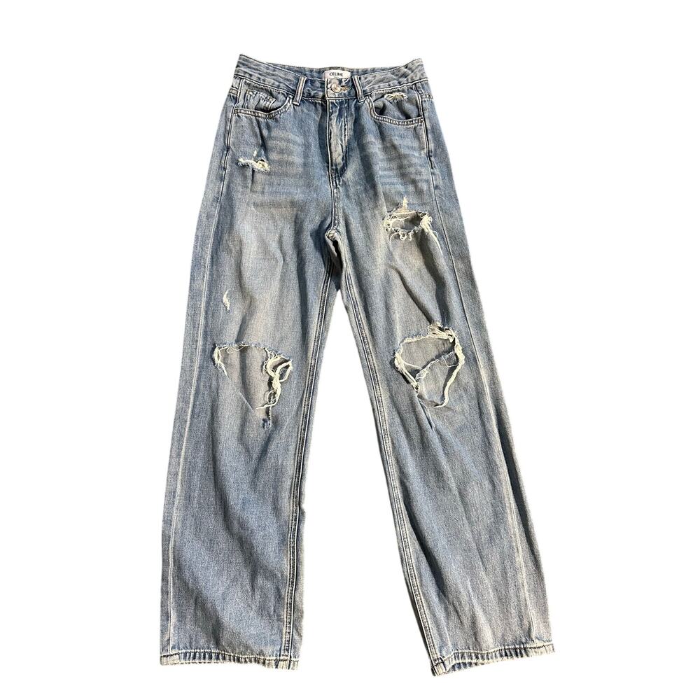 Authentic Celine Straight Leg Ripped Jeans Size Medium - Picture 1 of 6